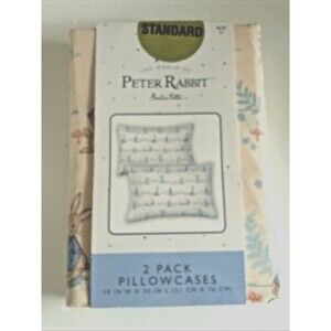 The World Of Peter Rabbit Beatrix Potter Set of 2 Yellow Standard Pillowcases
